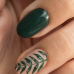 Nail Art - Green Manicure Art Close Up Photo