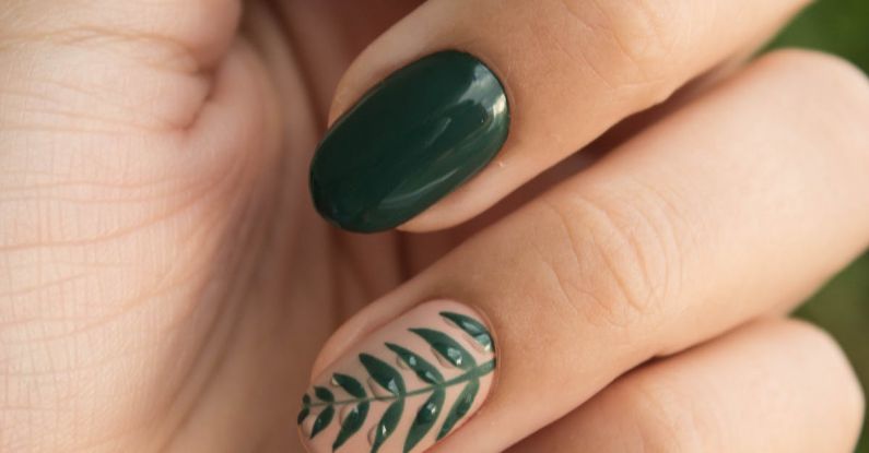 Nail Art - Green Manicure Art Close Up Photo