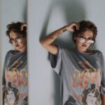 Vintage And Streetwear - A Woman Modeling in a Vintage Shirt