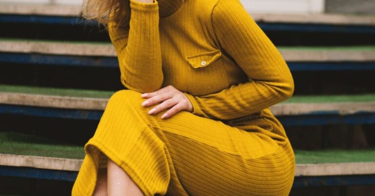 Fashion Bloggers - Women's Yellow Long-sleeved Dress