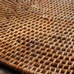 Bamboo Fabrics - Round Wicker Board on Wooden Surface